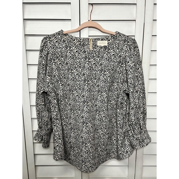 Melloday Cheetah Print Balloon Sleeve Top Women's Size 1X - Picture 1 of 7